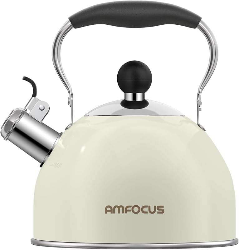 2 Quart Stainless Steel Whistling Stovetop Tea Kettle with Ergonomic F