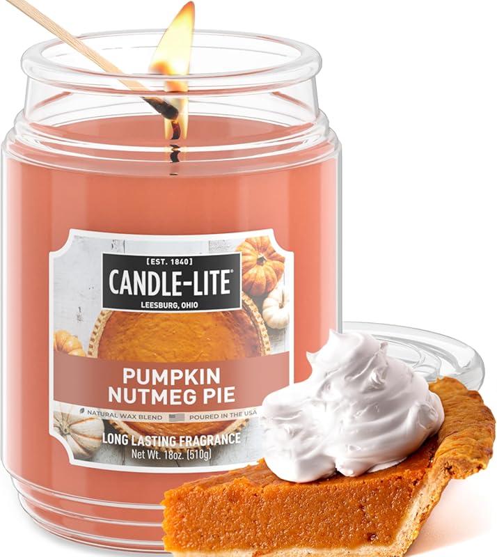 Candle-lite Pumpkin Nutmeg Pie Scented Candle, 18 oz Single-Wick Jar, 