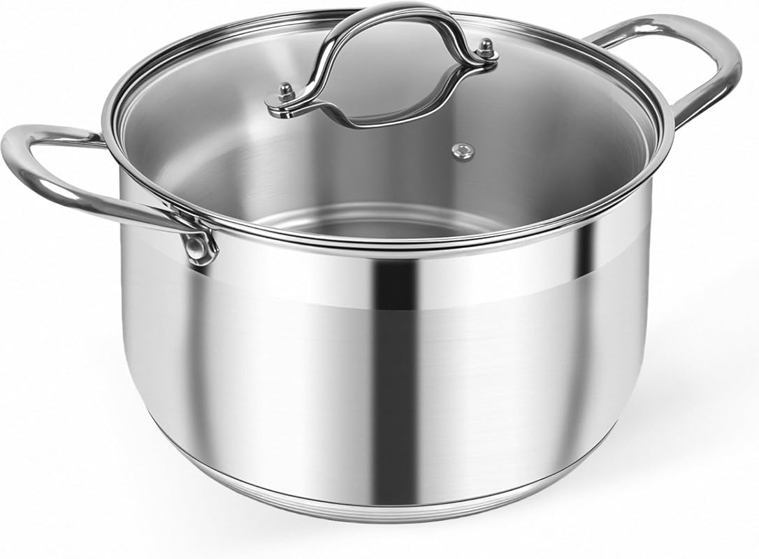 Kirecoo 8 Quart Heavy Duty Stainless Steel Stock Pot: Induction, Visib