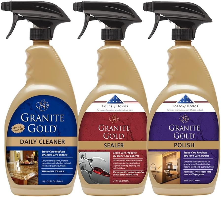 Granite Gold Daily Cleaner, Sealer & Polish Kit for All Natural Stone 