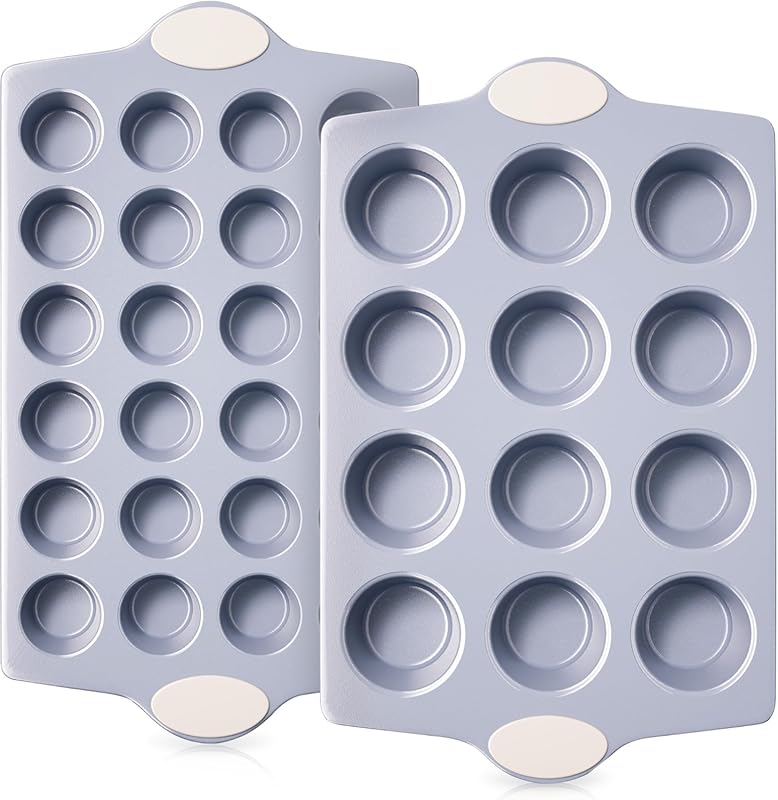 BRONYPRO 2-Pack 12/24 Cup Nonstick Ceramic Muffin Pan Set