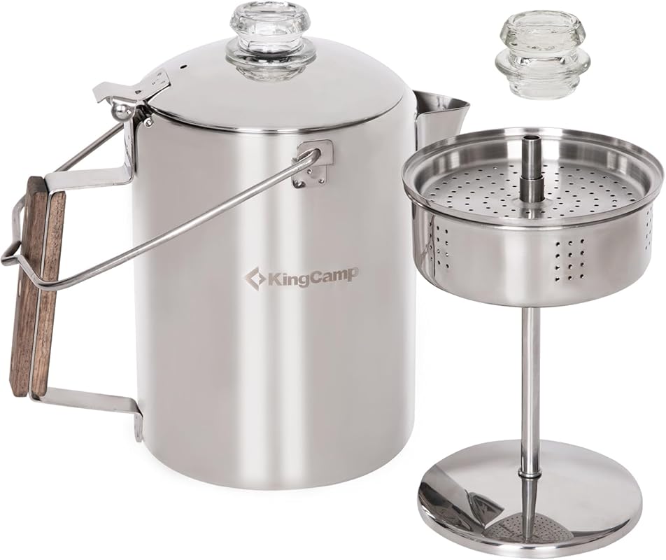 KingCamp 9-Cup 304 Stainless Steel Camping Percolator Coffee Pot with 