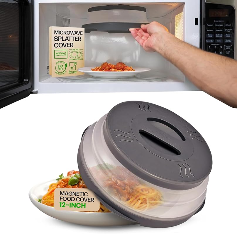 HOVER COVER Collapsible Magnetic Microwave Splatter Cover, 12-Inch Ven