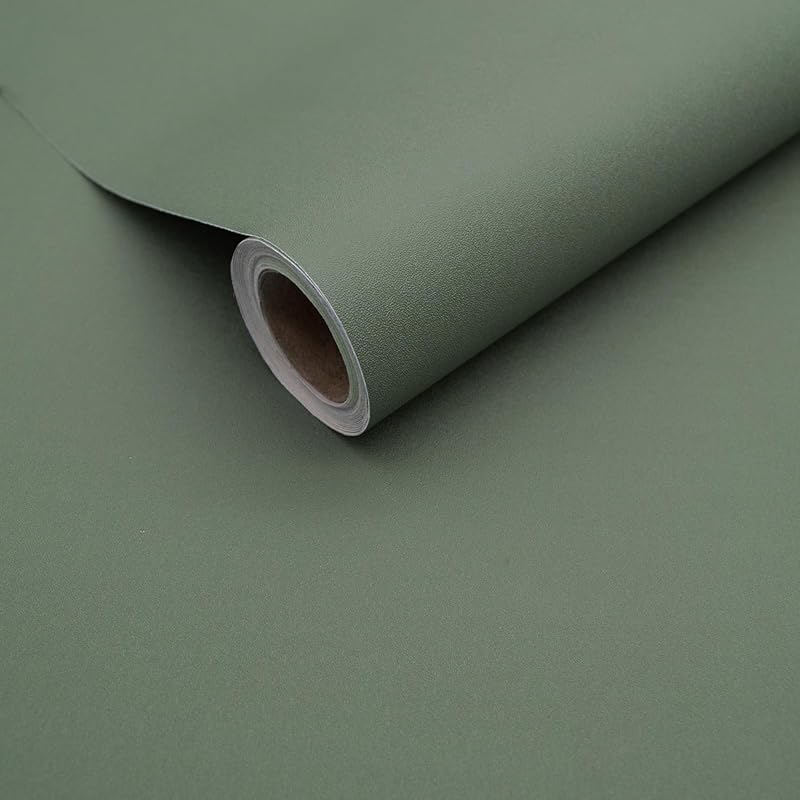 Yancorp Matte Sage Green Peel and Stick Wallpaper, Removable Self-Adhe