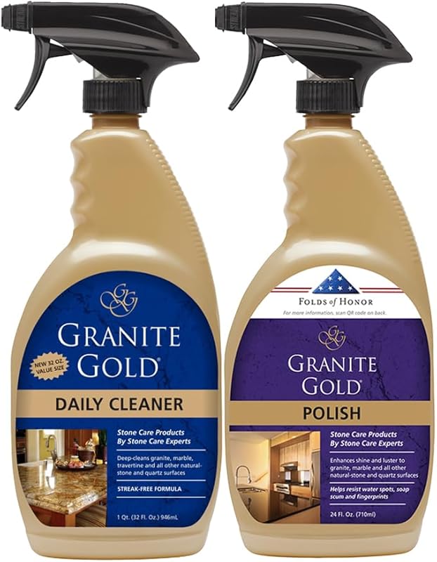 Granite Gold Daily Cleaner (32oz) & Polish Spray (24oz) for Granite, M
