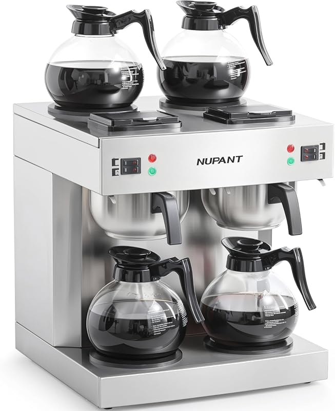 Commercial Dual Drip Coffee Maker, 200 Cup/Hour, 7.2L Pour Over with 4
