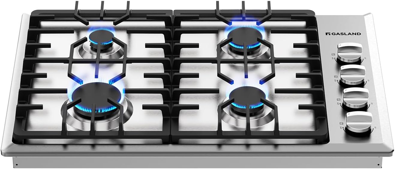 GASLAND 30 Inch Gas Cooktop PRO GH2304SS, 4 Burners, NG/LPG Convertibl