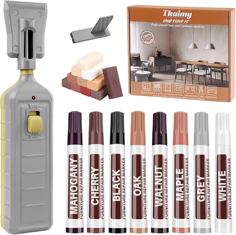 Laminate Floor Repair Kit with Heat Pen, 11 Color Hard Wax for Wood & 