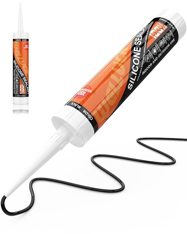 WELLUCK Black 100% Waterproof Silicone Caulk Sealant, 10.2oz; For RV, 