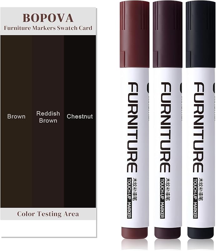 BOPOVA 3-Color Furniture Markers Touch Up Kit for Scratches & Stains o