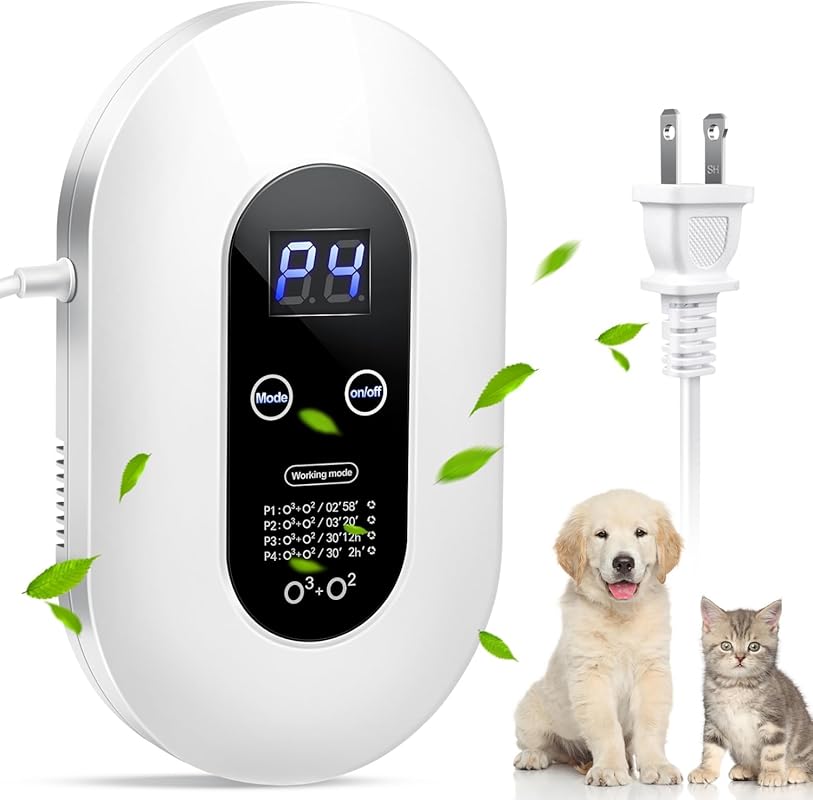 Plug-in Ozone Odor Eliminator & Air Ionizer for Strong Pet, Smoke, For