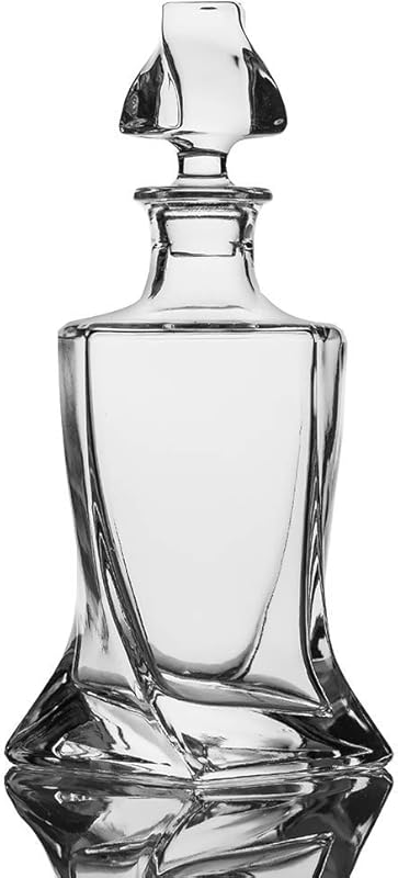 Twisted 26 oz Whiskey Decanter with Glass Stopper for Liquor, Scotch, 