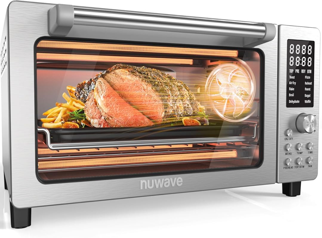 Nuwave Bravo Pro Smart 21QT Toaster Oven Air Fryer Combo, 10-in-1 Conv