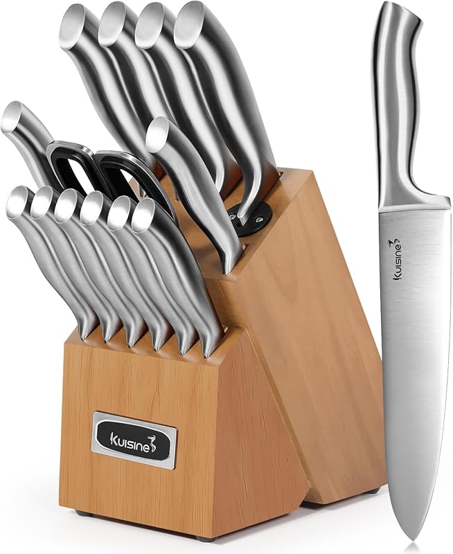 Kuisine 15-Piece Premium High Carbon Stainless Steel Kitchen Knife Set