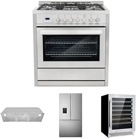 COSMO 4-Piece Kitchen Appliance Package: 36" Dual Fuel Range, Insert H