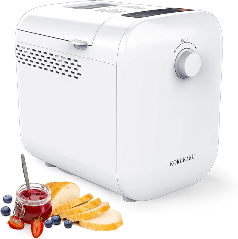 Compact 22-in-1 Automatic Bread Maker, White, 1lb/1.5lb Loaf, 3 Crusts