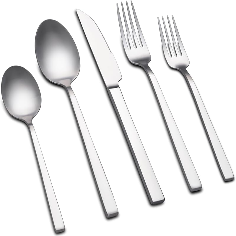 Forged 40-Piece Silverware Set for 8, Stainless Steel Flatware, Matte 