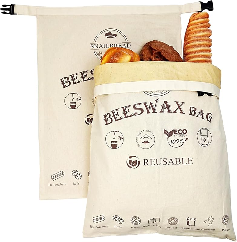 2 Pack XL Reusable Beeswax Bread Bags for Sourdough, Eco-Friendly Mois