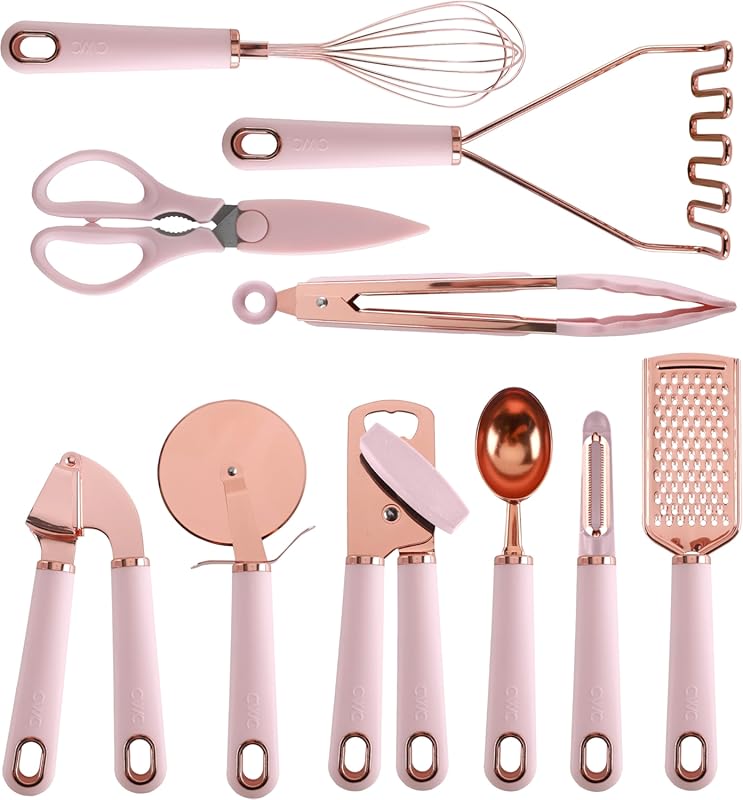COOK WITH COLOR 10-Piece Copper Plated Stainless Steel Kitchen Gadget 