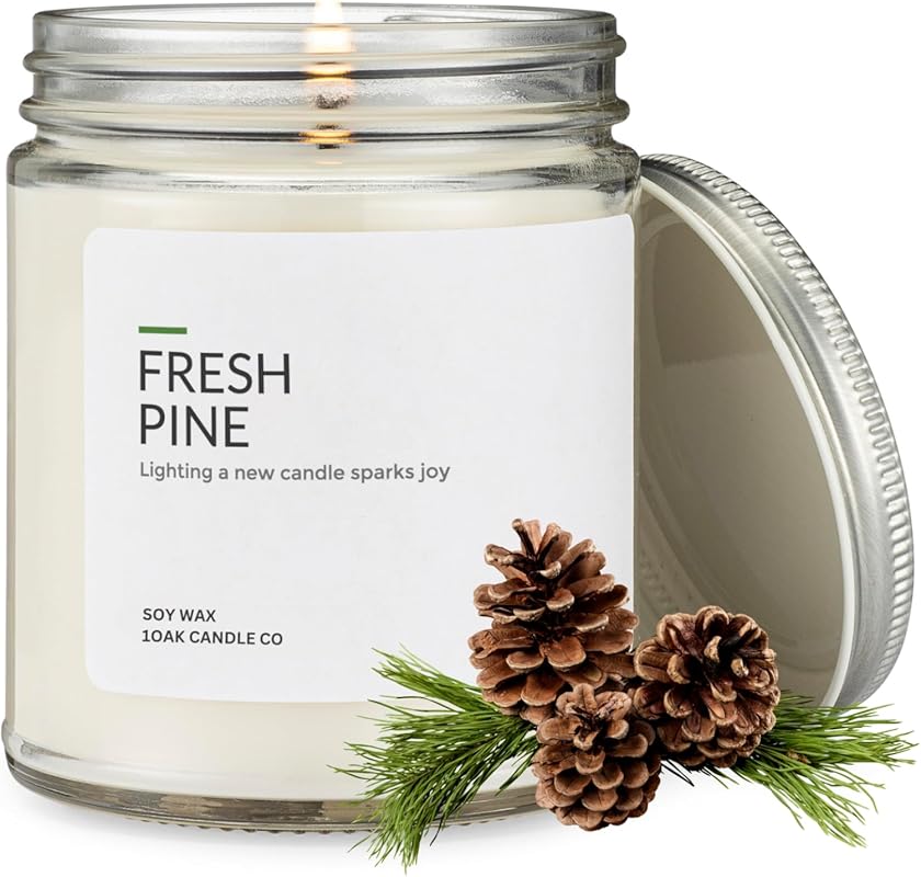 1OAK Fresh Pine Soy Wax Candle for Home, Long Burning Premium, Hand-Po