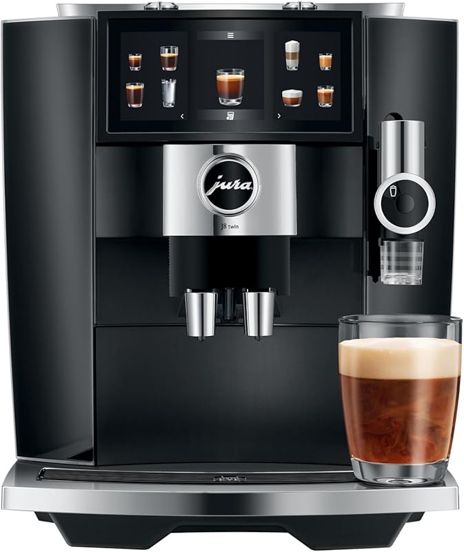 Jura J8 twin Automatic Coffee Machine, Diamond Black, Smart Bean-to-Cu
