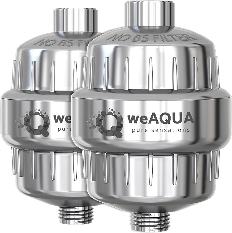 weAQUA Heavy Duty Shower Filter 2-Pack: Removes Hard Water, Chlorine,