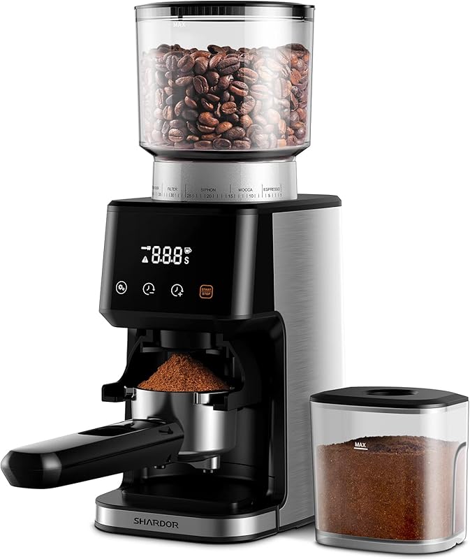 SHARDOR Electric Conical Burr Espresso Grinder, Precision Timer 2.0, T