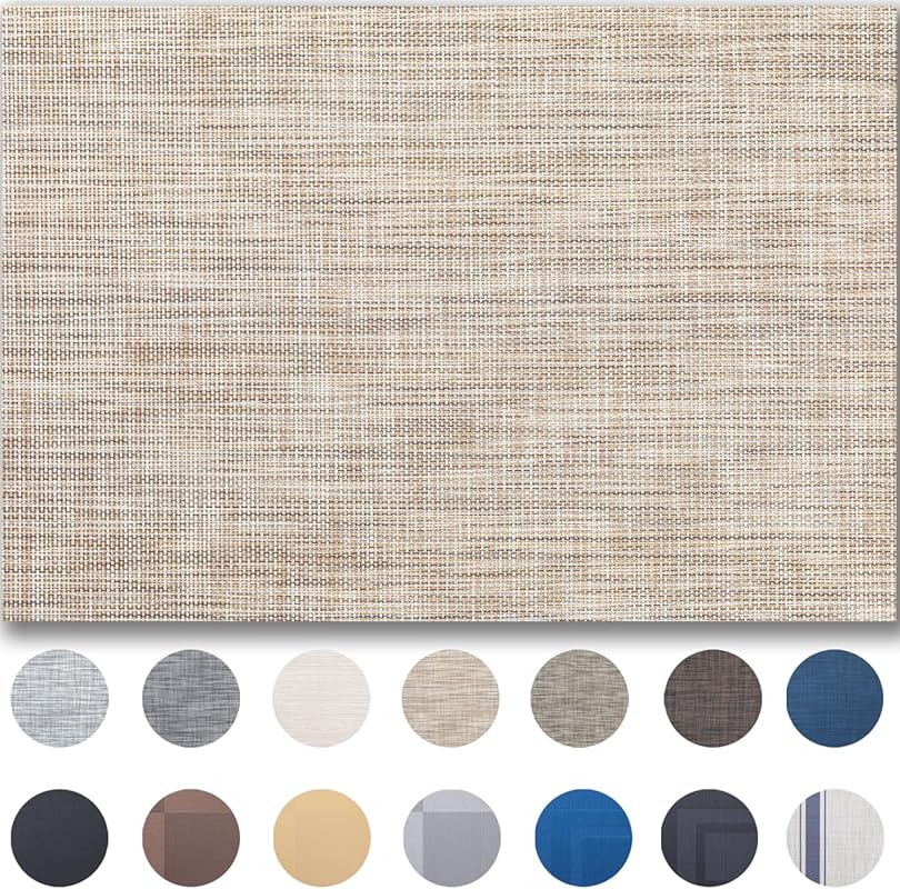 Caramel Woven Vinyl Placemats Set of 4 – Easy Clean, Washable, Indoor/