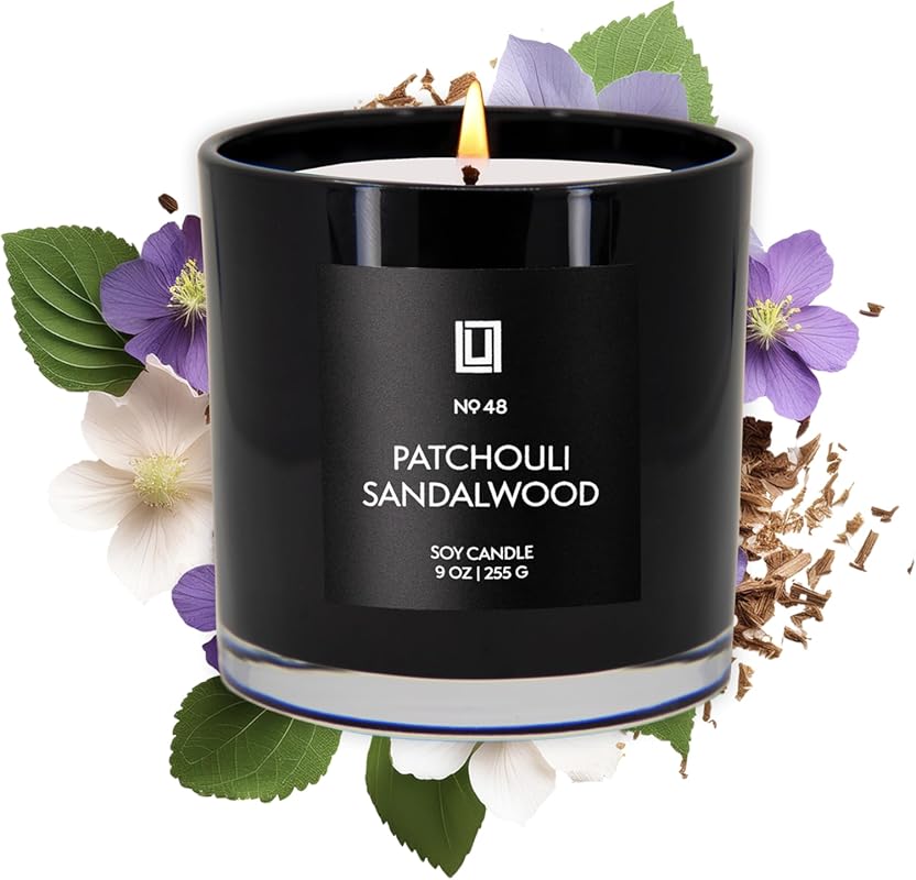 Lulu Candles Patchouli Sandalwood Luxury Scented Soy Jar Candle, 9 Oz,