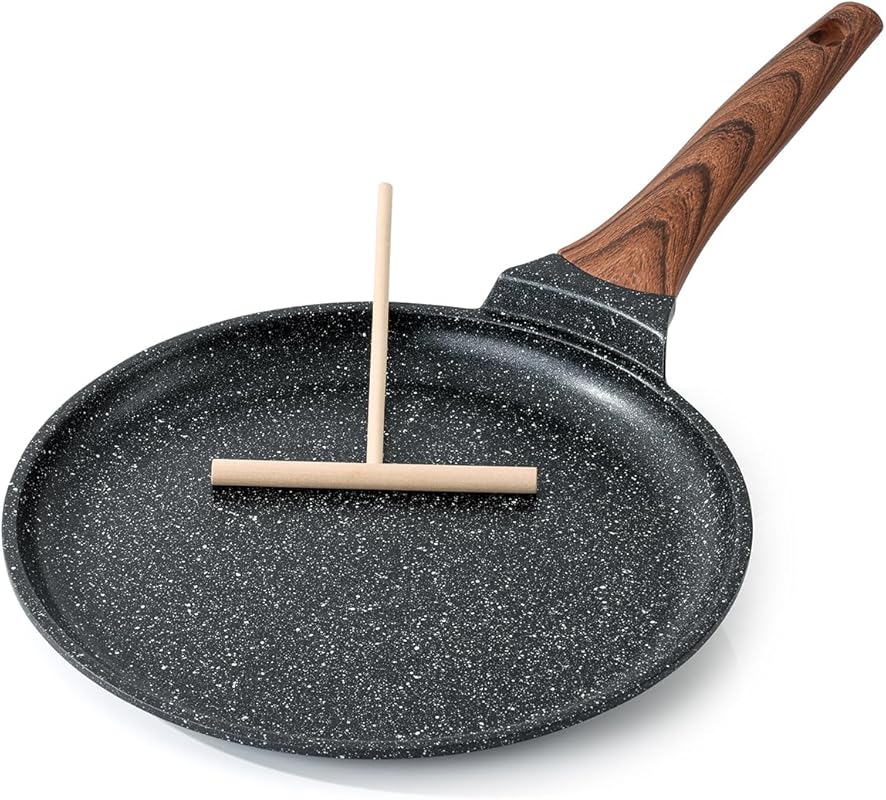 Kordisen 10-Inch Nonstick Crepe Pan with Spreader, Granite Coating Dos
