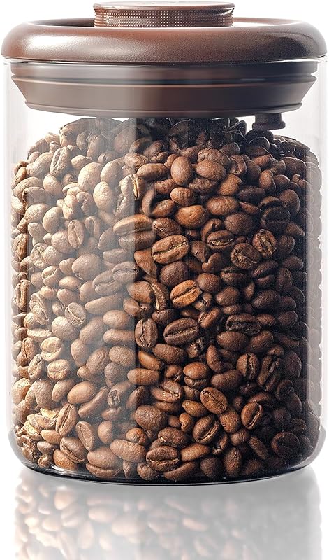 Glass Coffee Bean Jar: Pop Top Airtight Container with CO2 Valve for 1