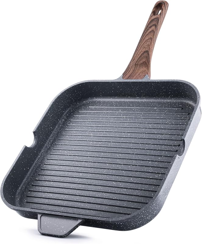 SENSARTE 12 Inch Nonstick Grill Pan for Stove Tops, Square Versatile G