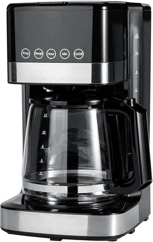 Amazon Basics Programmable 12-Cup Drip Coffee Maker, Glass Pot, Auto S