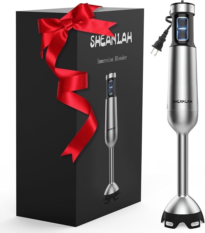 Powerful 1000W Corded Handheld Immersion Blender with 25-Speed and Hea