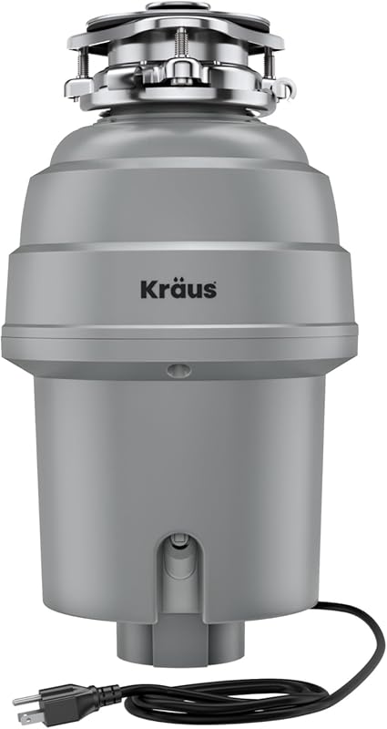 KRAUS WasteGuard KWD210-75MGR 3/4 HP Ultra-Quiet Continuous Feed Garbage Disposal with Power Cord