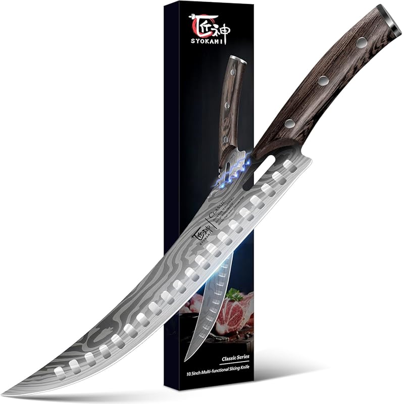 Butcher Breaking Knife, 10.5-inch Japanese Style Curved Carving Knife 