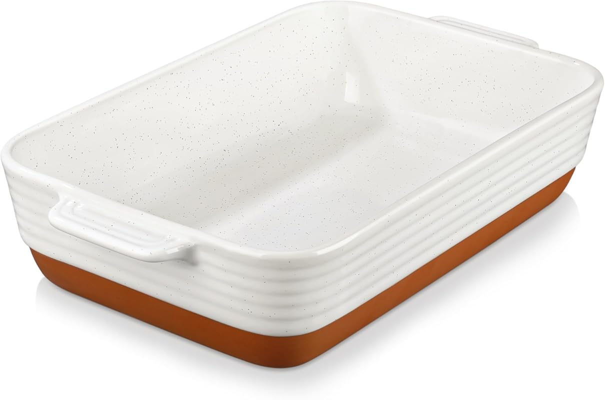 MALACASA 9x13 Deep Ceramic Casserole Baking Dish, 4.8 Qt Oven Safe, Kh