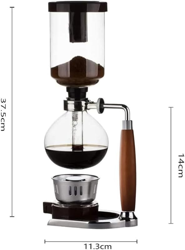 5-Cup Japanese Siphon Coffee Maker with Wooden Handle, Vacuum Brew Gla