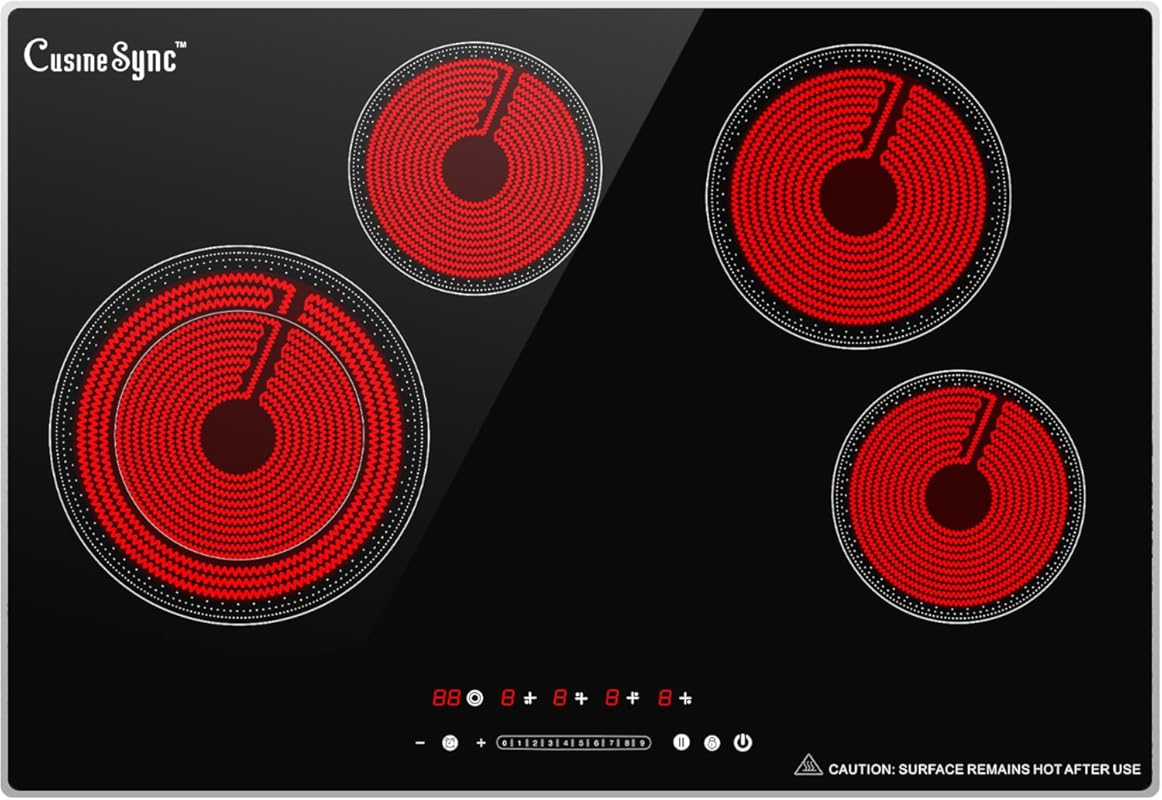 30-inch Built-in Radiant Electric Cooktop, 4 Burners, Smoothtop, Dual