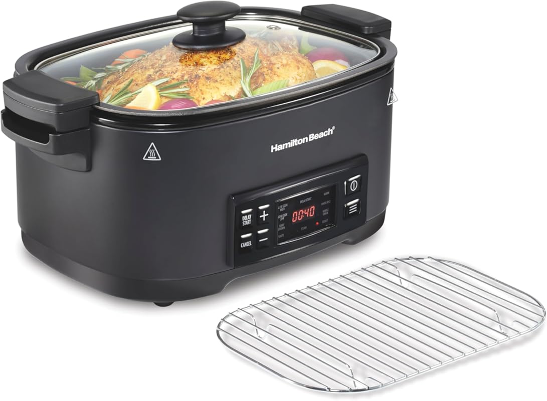 Hamilton Beach 33604 6-Quart 9-in-1 Programmable Slow Cooker with Sear