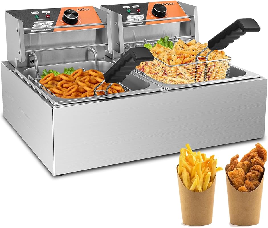 Commercial 20.7Qt Dual Tank Electric Countertop Deep Fryer, 2x1700W St
