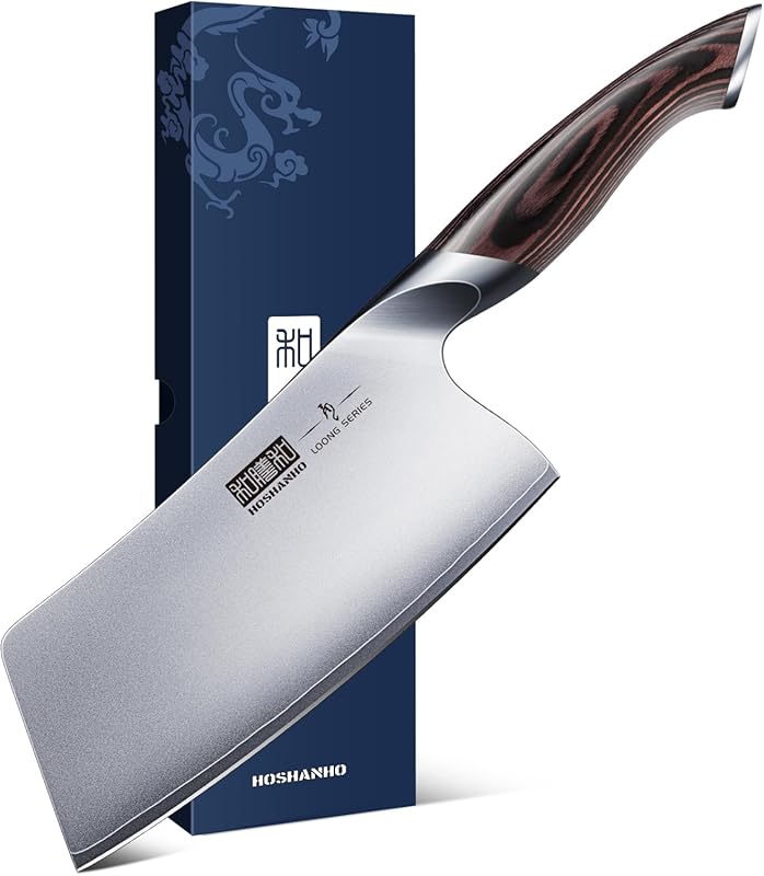 HOSHANHO 7-inch Cleaver Knife, Ultra Sharp Japanese High Carbon Steel 