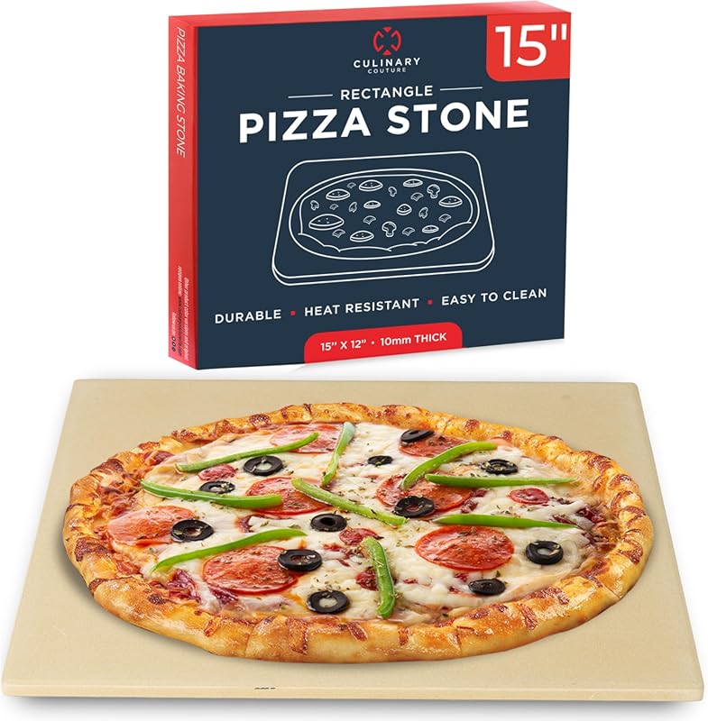 Large 15x12 Inch Rectangular Pizza Stone for Oven & Grill - Crack Resi