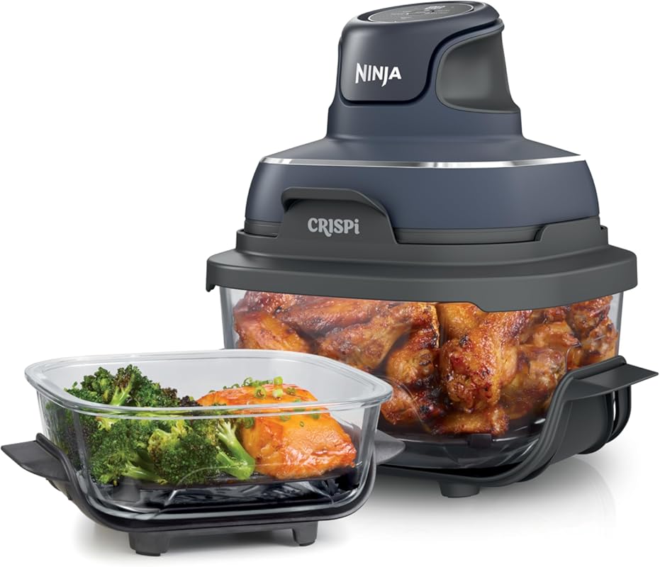 Ninja Crispi FN101GY 4-in-1 Glass Air Fryer, 4QT, 450°F, Non-Toxic wit