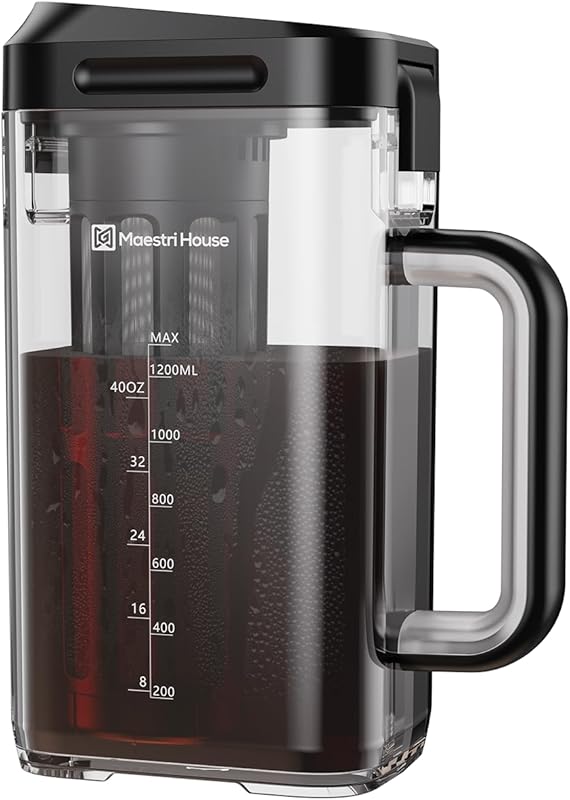 Maestri House Compact Cold Brew Coffee Maker: 40oz Tritan Pitcher, 350