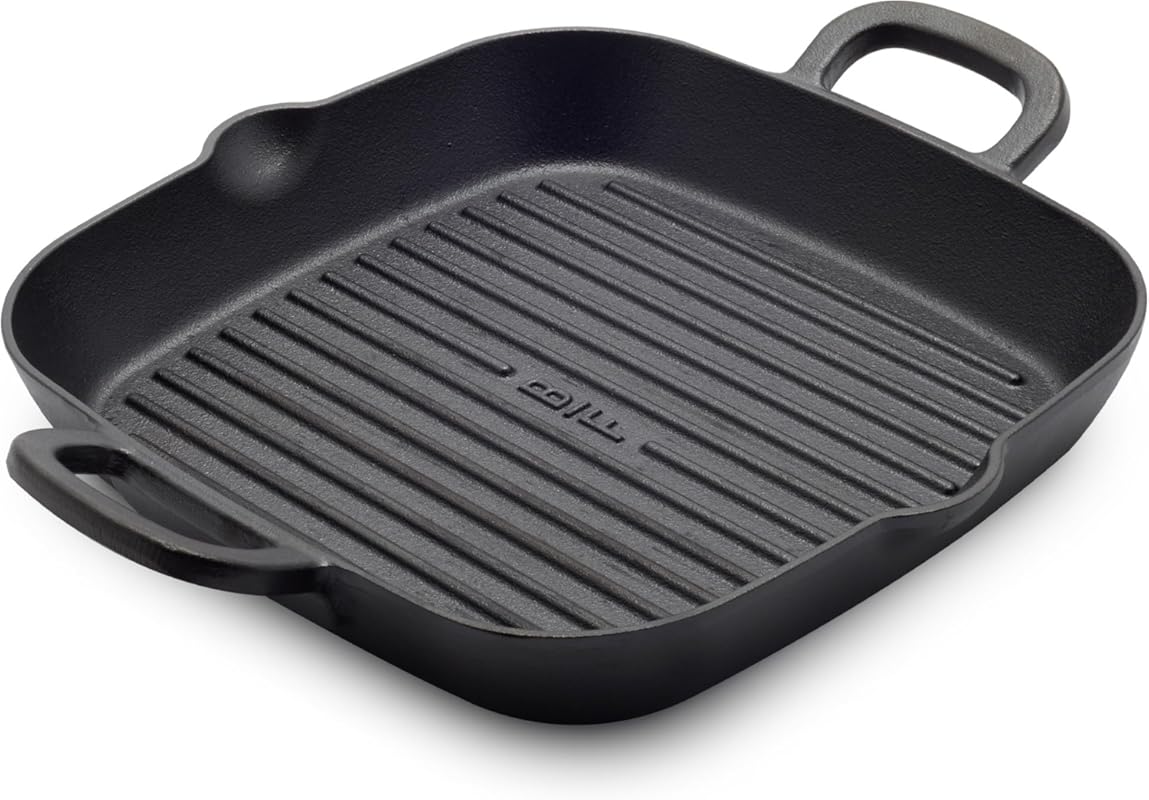 GreenPan x Bobby Flay 11” Cast Iron Square Grill Pan, Pre-Seasoned for