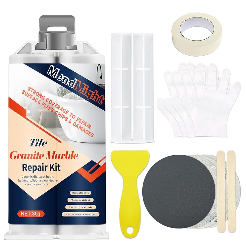 White Countertop, Tile, Shower & Tub Repair Kit for Chips, Cracks, Scr