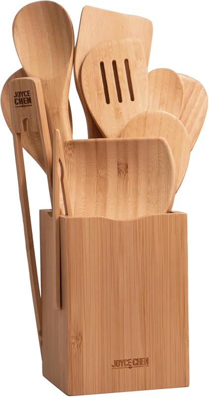 Joyce Chen 11-Piece Burnished Bamboo Cooking Utensil Set - Nonstick-Sa