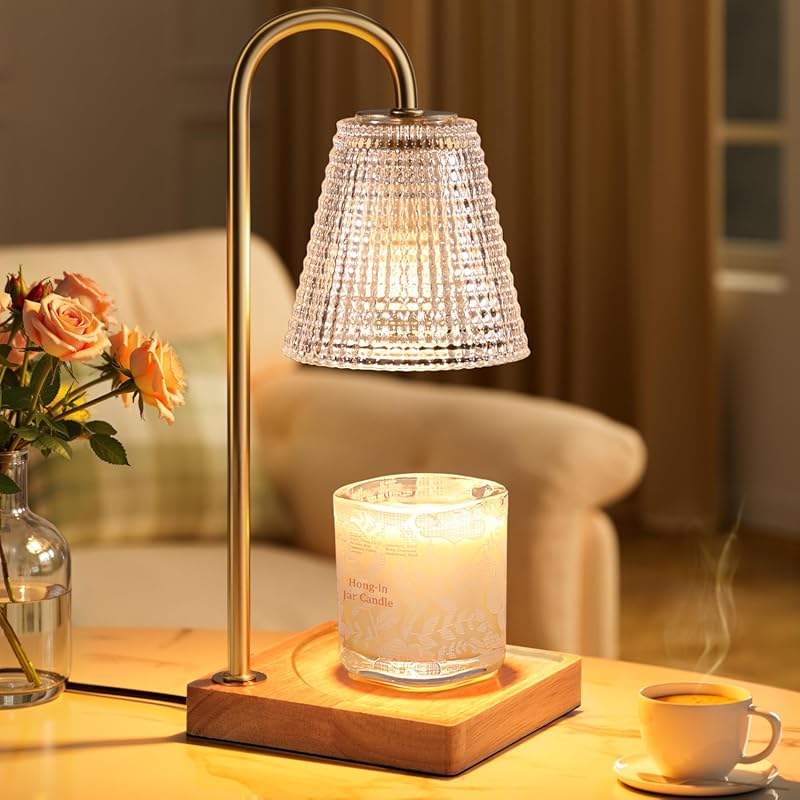 Hong-in Vintage Candle Warmer Lamp: Timer, Dimmable for Scented Wax Ja
