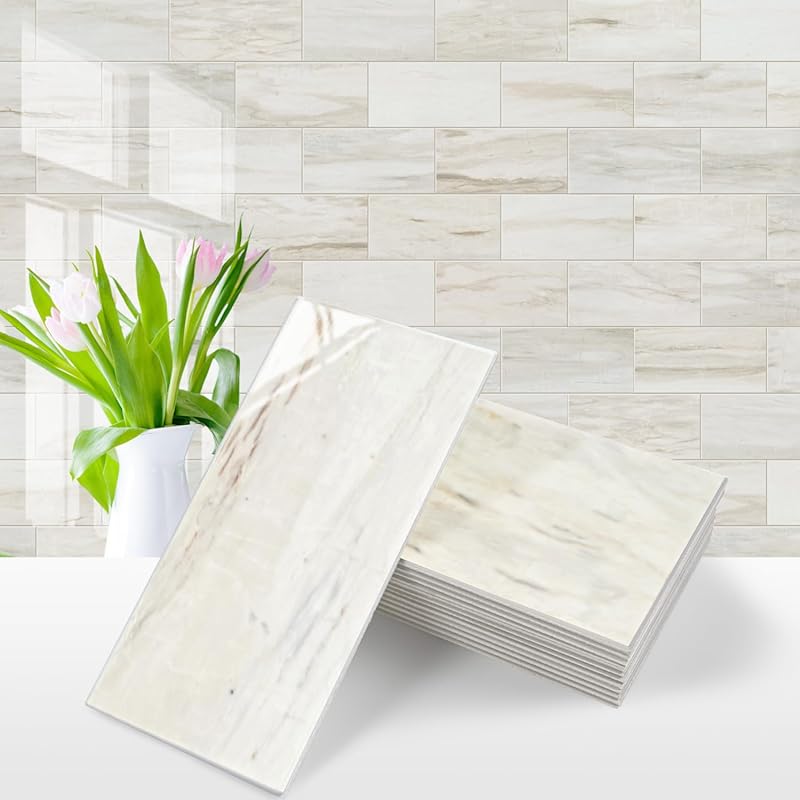 Vamos Tile 100-Piece Glossy Wooden Marble 3x6 PVC Subway Peel and Stic